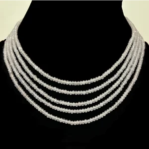 Grey Collar Necklace in Multilayered Pastel Grey Beads