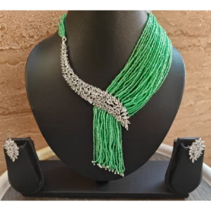 Mint Green Necklace Set-AD Stones