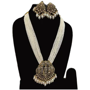 White Multistrand Necklace Set-Majestic Temple Piece