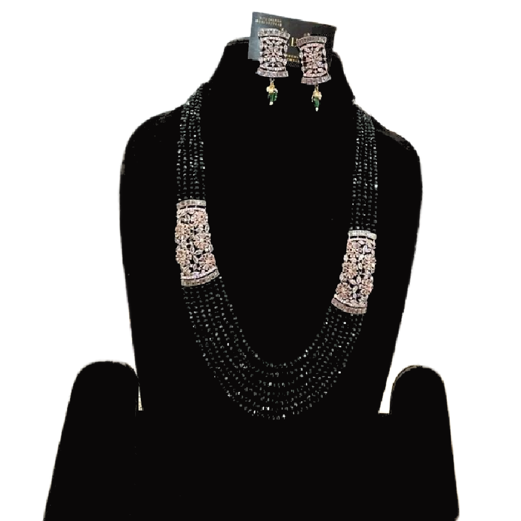 Green Layered Necklace Set-Spicy Pink Earrings