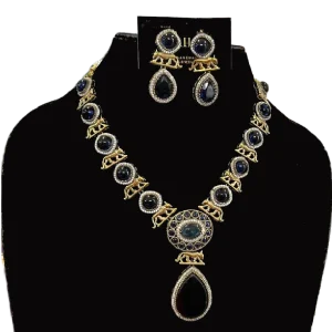 Blue Stones Golden Necklace Set