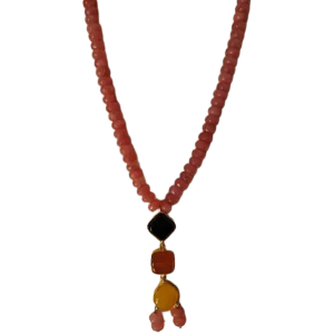 Wine Colour Necklace with Stone Pendant