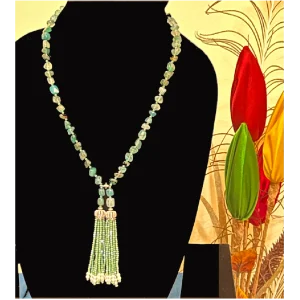 Sea Green Necklace with Gradient Shades of Green Stone