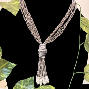 Pink Multistrand Necklace-Tassel Style