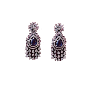 Navy Blue Earrings in Intricate Stone Work