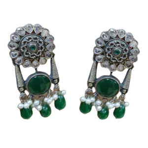 Oxidised Emerald Green Earrings