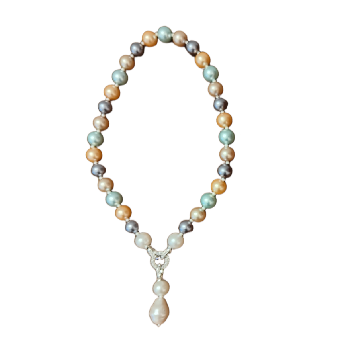 Pastel Multicolour Necklace with Pearl Pendant