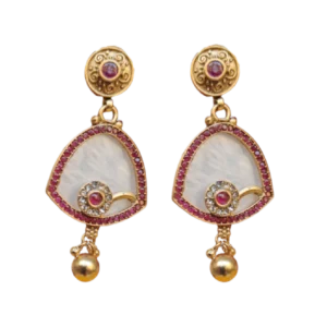 Red Stone Earrings in Fine Stone Settings displayed without background