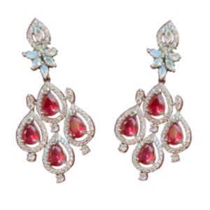Ruby Colour Stone Earrings-Fine Stone Settings