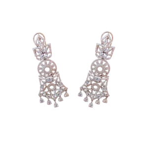 Silver Tone Earrings-Fine Stone Setting