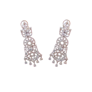 Silver Tone Earrings-Fine Stone Setting