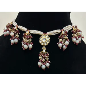 White Multistrand Necklace with White Pearl Drops
