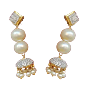 White Pearl Danglers with Small white Drops