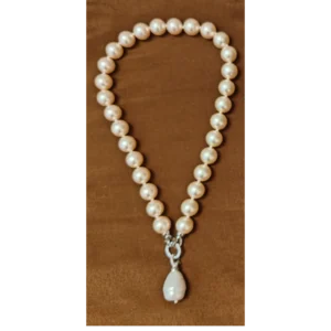 Beige Necklace with Pearl Drop