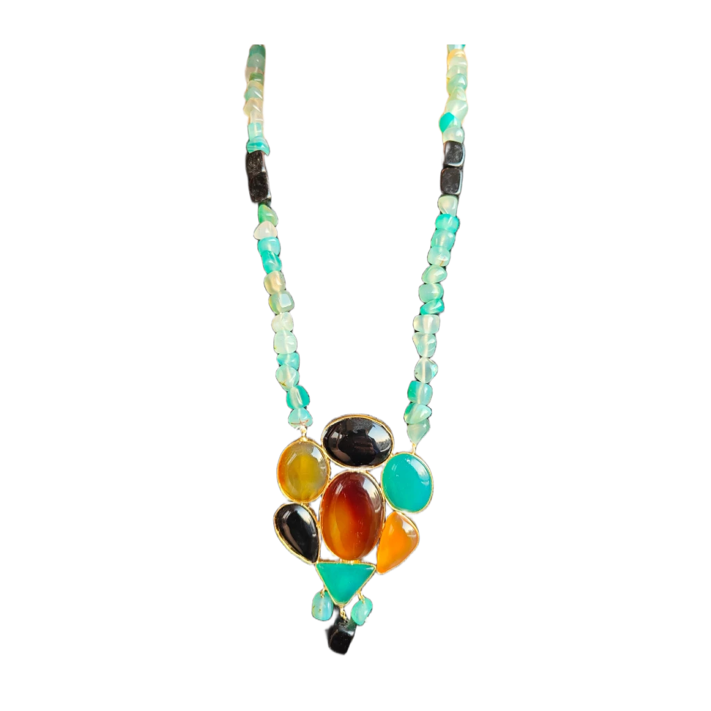 Multicolour Stone Necklace in Vibrant Colours Turquoise