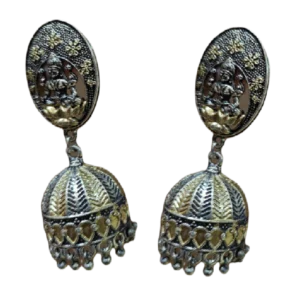 Oxidised Danglers-Temple Carving